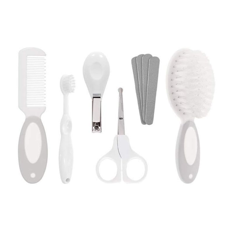 kit cuidados para bebê buba com estojo 6 peças cinza (mp)