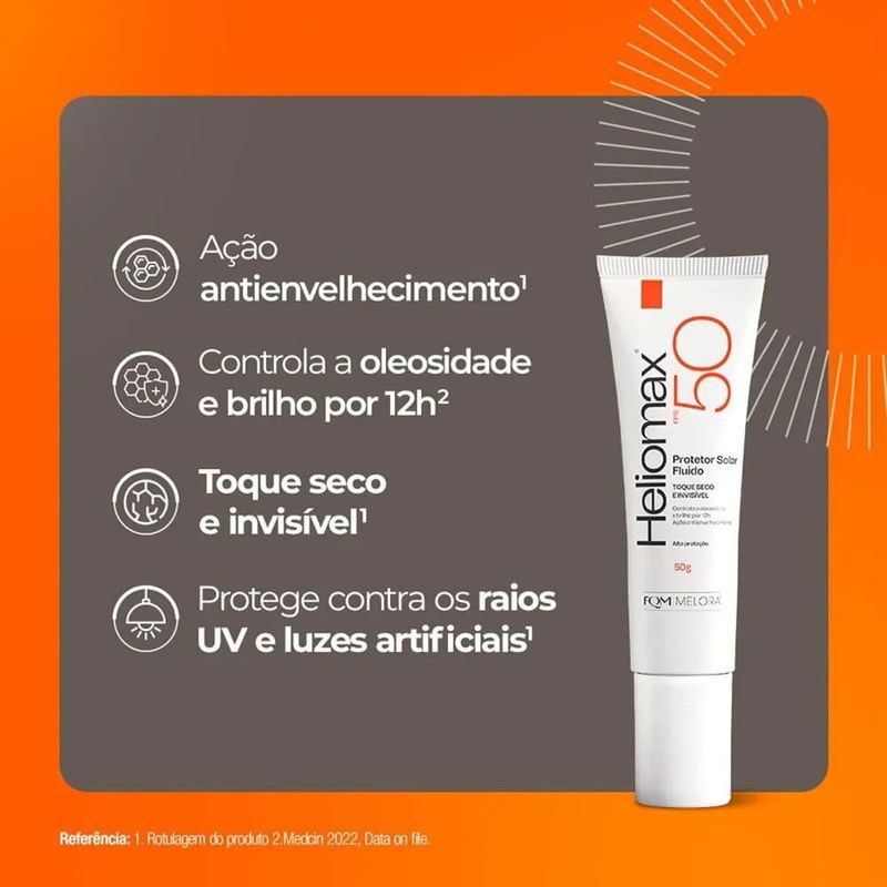 protetor solar facial fluido fps 50 heliomax 50g
