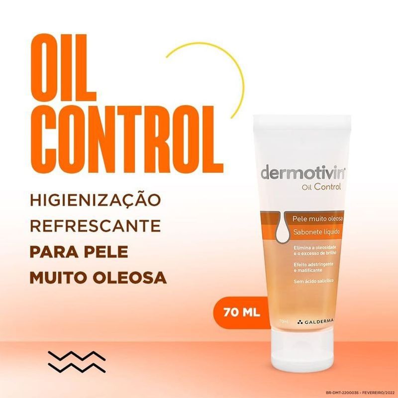sabonete líquido facial dermotivin oil control pele oleosa 70ml