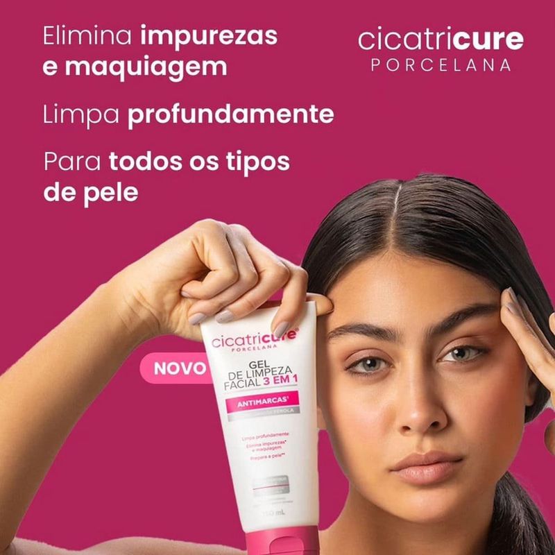 gel de limpeza facial cicatricure 3 em 1 antimarcas 150ml