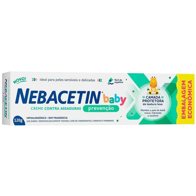 creme para assaduras nebacetin baby prevenção 120g