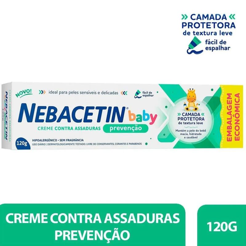 creme para assaduras nebacetin baby prevenção 120g