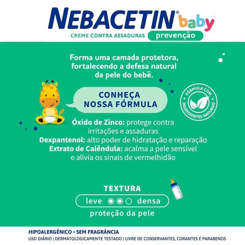 creme para assaduras nebacetin baby prevenção 120g