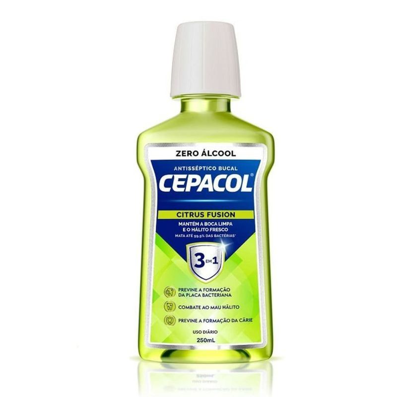 enxaguante bucal cepacol 3 em 1 citrus fusion sem álcool 250ml
