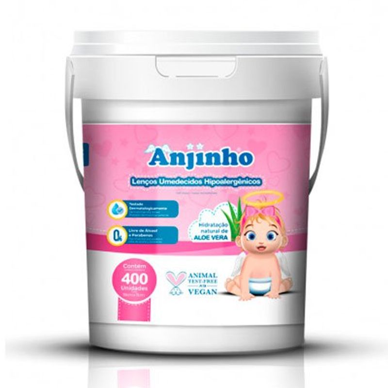 lenços umedecidos hipoalergênicos anjinho parentex rosa 400 unidades