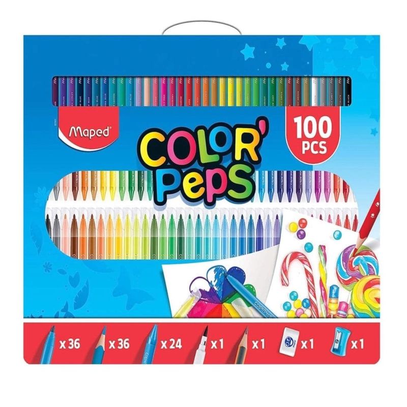 super kit de coloração 100 peças maped maleta color peps (mp)