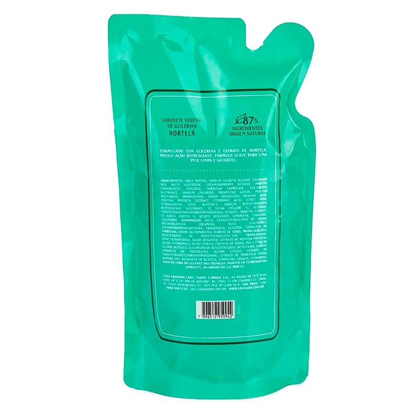 sabonete líquido glicerina granado hirtelã refil 300ml