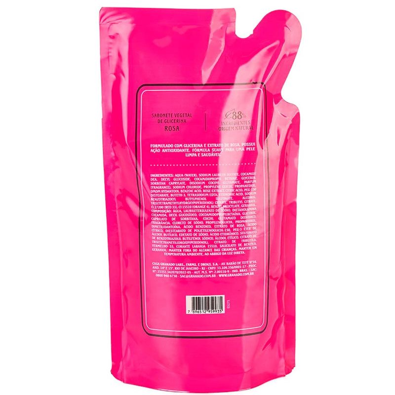 sabonete líquido glicerina granado rosa refil 300ml