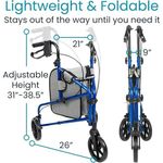 andador vive mobility com 3 rodas azul a-bi