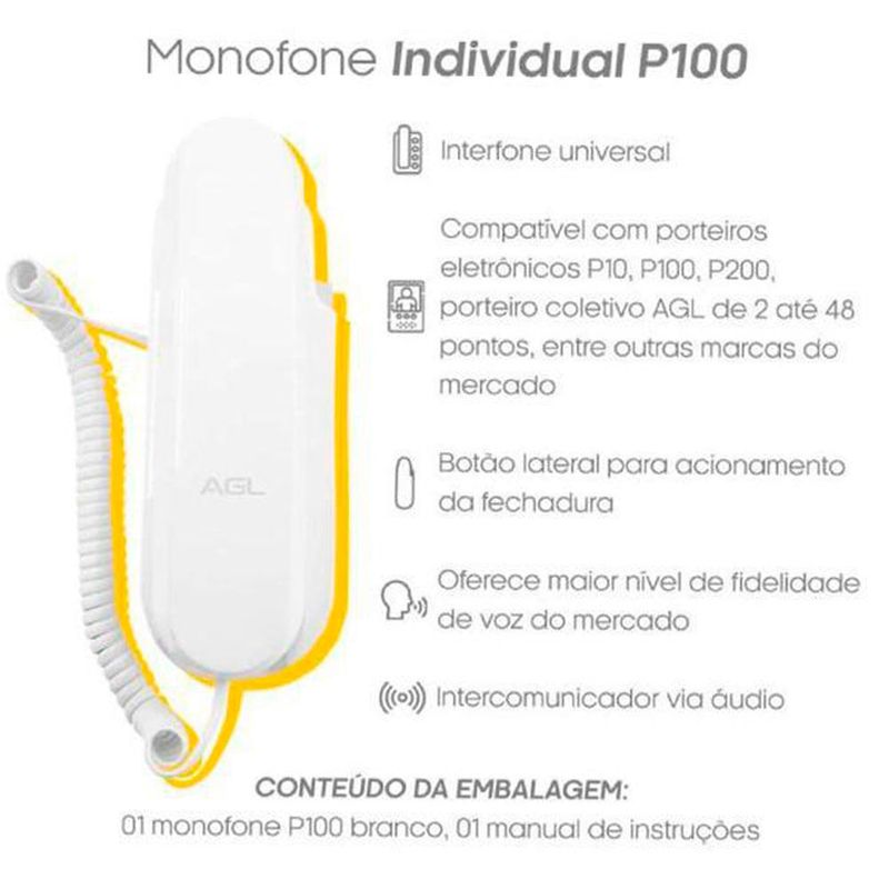 interfone extensão universal agl p100 branco (mp)