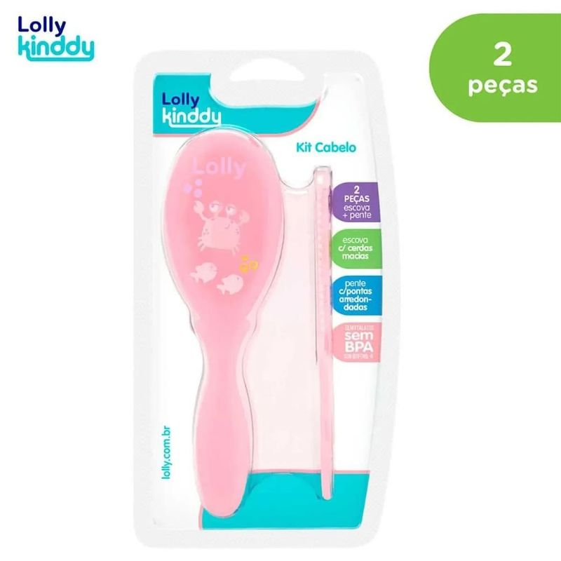kit para cabelo lolly kinddy oceano rosa 2 peças