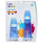 kit de mamadeira lolly nenny clean bico de silicone azul 2 peças