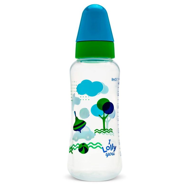 mamadeira lolly azul bico silicone redondo 250ml
