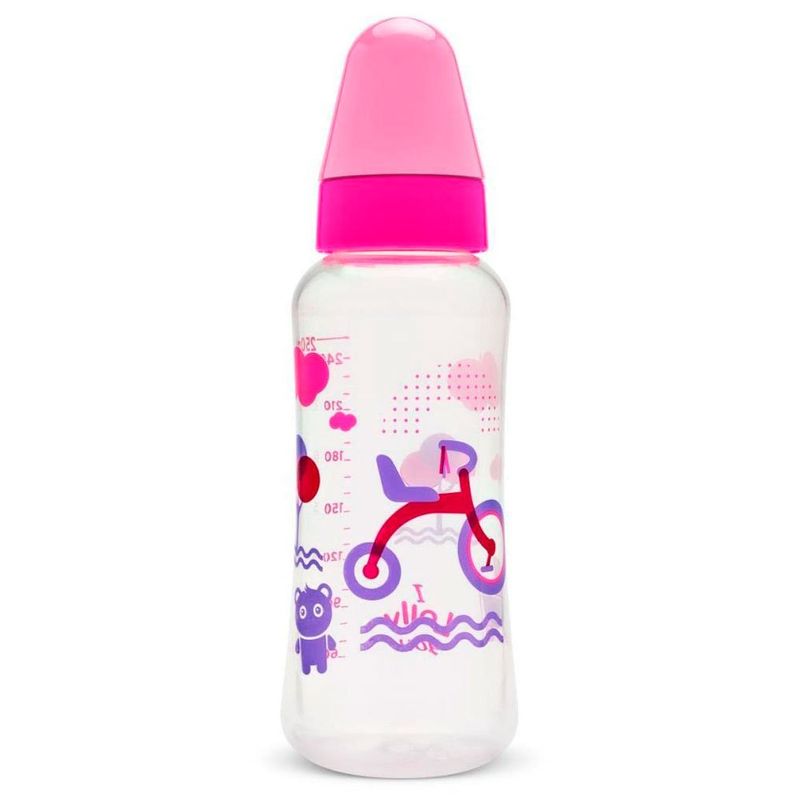 mamadeira lolly rosa bico silicone redondo 250ml