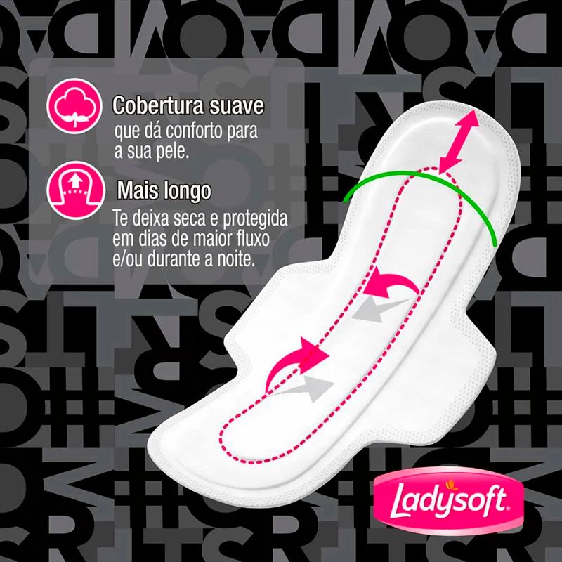 absorvente noturno ladysoft cobertura suave com abas 16 unidades