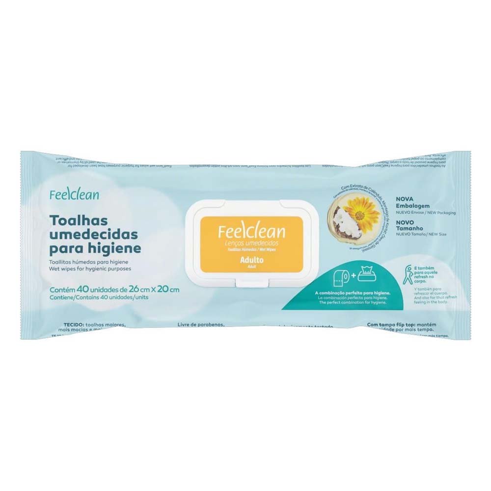 Lenço Umedecido FeelClean Adulto 40 Unidades