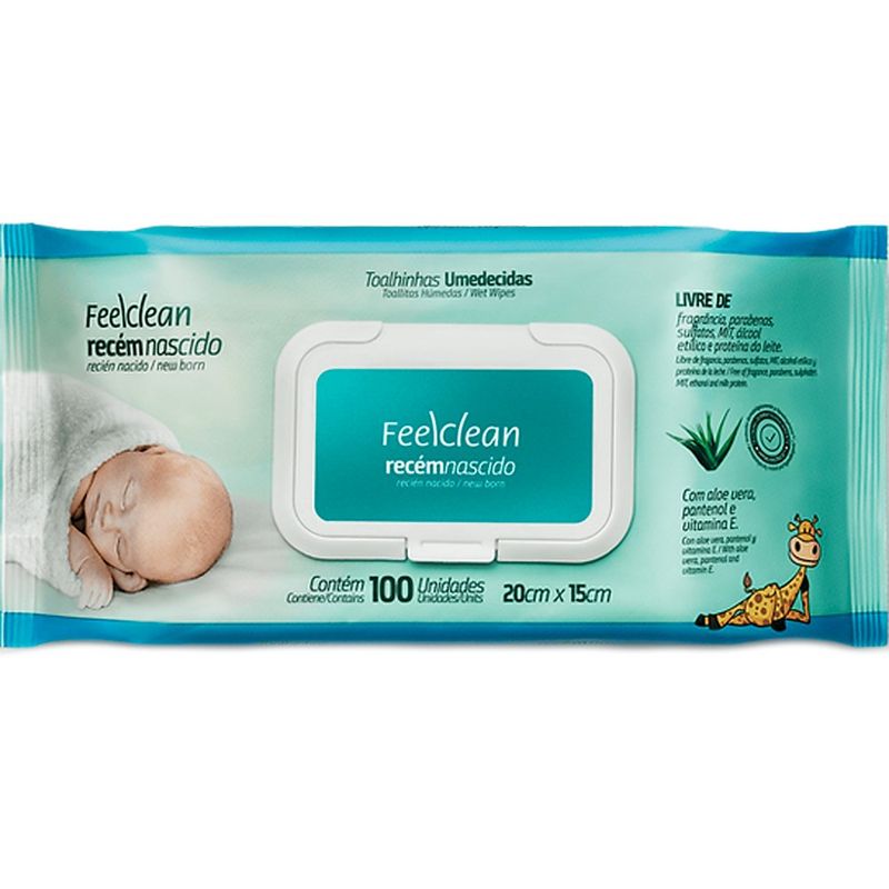 lenço umedecido feelclean recém nascido 100 unidades