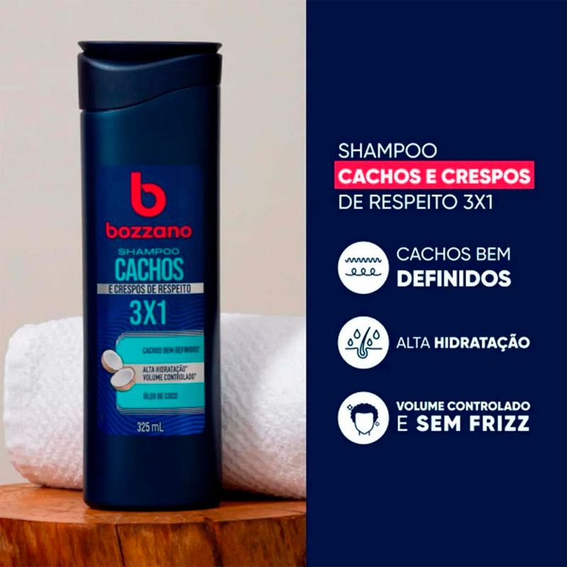shampoo bozzano cachos e crespos 3x1 325ml