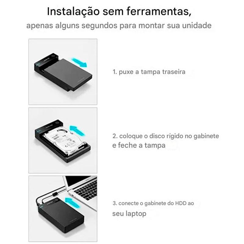 gaveta para hd ugreen 3 .5" usb 3.0 us222 preto (mp)