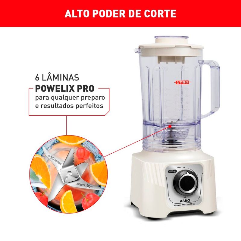 liquidificador arno power max ln64 1400w marfim