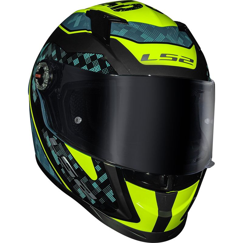 Capacete LS2 Striker Azul Amarelo Tamanho 56