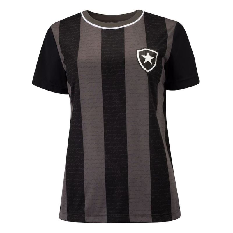 camisa feminina botafogo braziline romper preto p (mp)