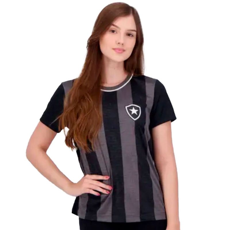 camisa feminina botafogo braziline romper preto p (mp)