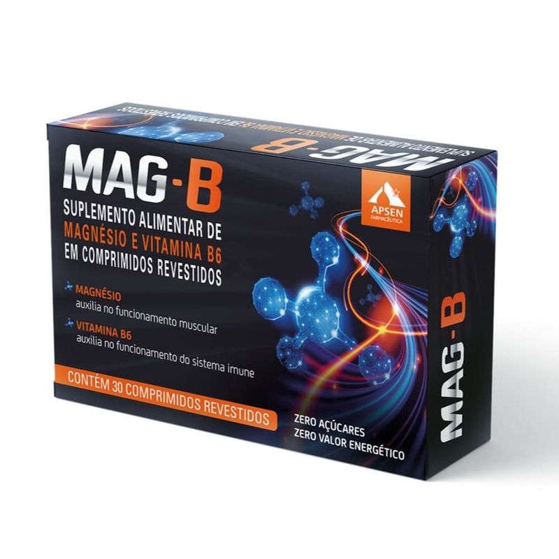 suplemento alimentar mag-b 30 comprimidos revestidos magnésio + vitamina b6 apsen