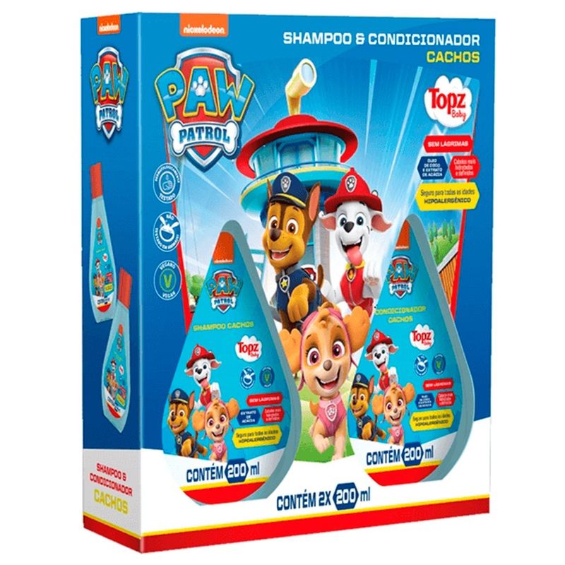 shampoo e condicionador cachos topz patrulha canina 200ml