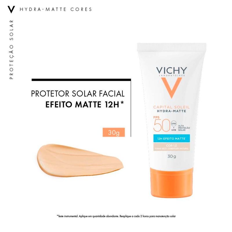 protetor solar facial fps50 vichy capital soleil hydra-matte cor 1.0 30g