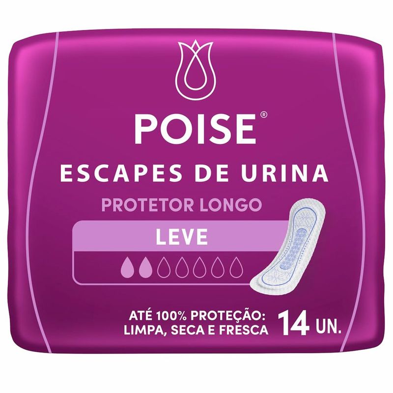 protetor diário para escape de urina poise absorção leve 14 unidades