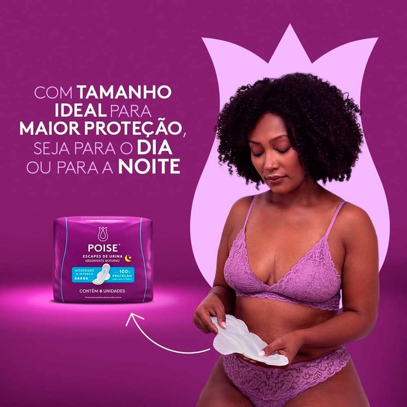 absorvente noturno para escape de urina poise absorção moderado a intenso 8 unidades