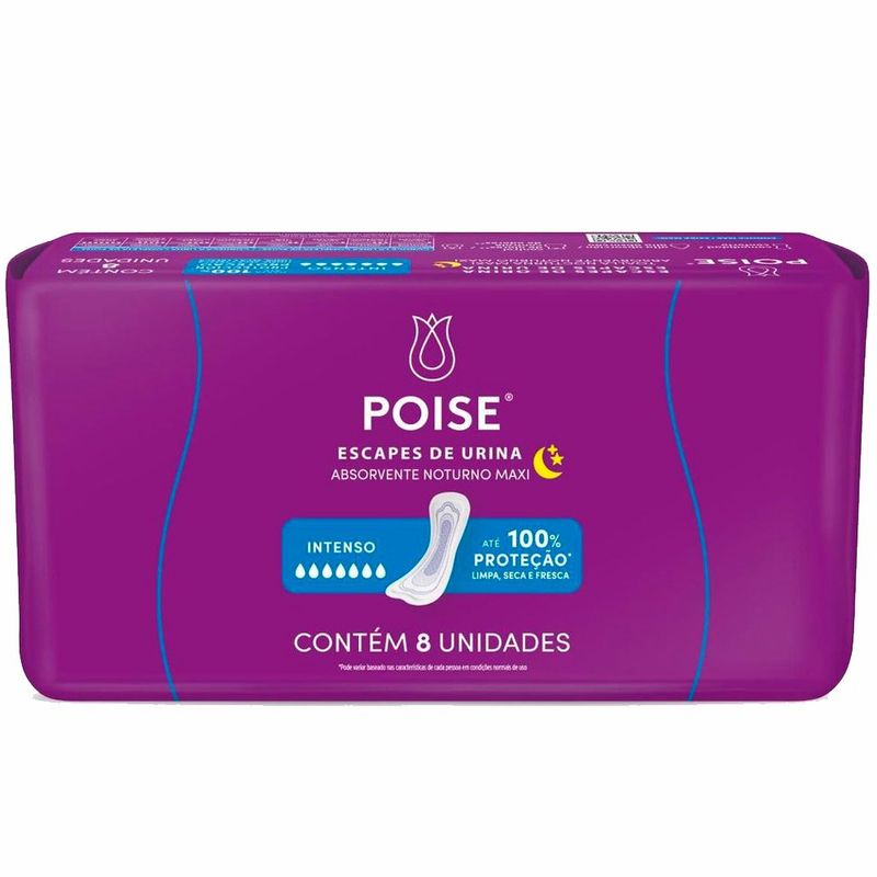 absorvente noturno maxi para escape de urina poise absorção intenso 8 unidades