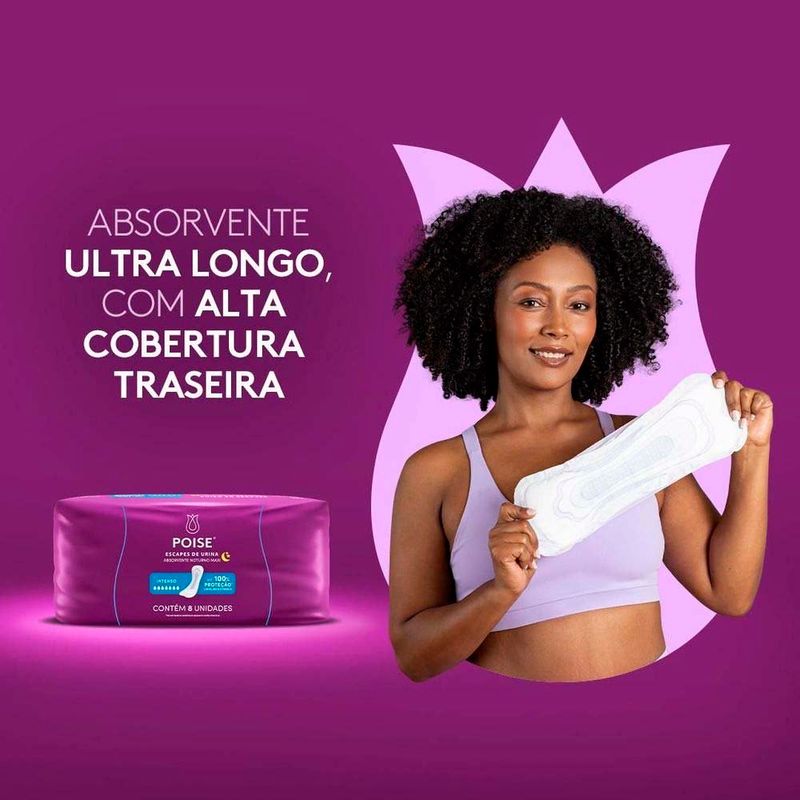 absorvente noturno maxi para escape de urina poise absorção intenso 8 unidades