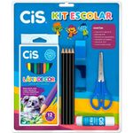 kit escolar 2 lápis 1 apontador e 1 borracha kaz azul (mp)