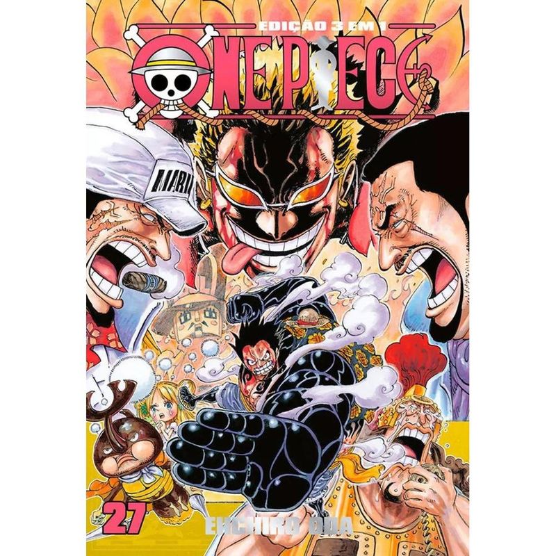 livro mangá one piece 3 em 1 volume 27 panini books (mp)