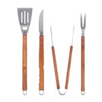 kit para churrasco 4 peças bel fix inox com madeira (mp)