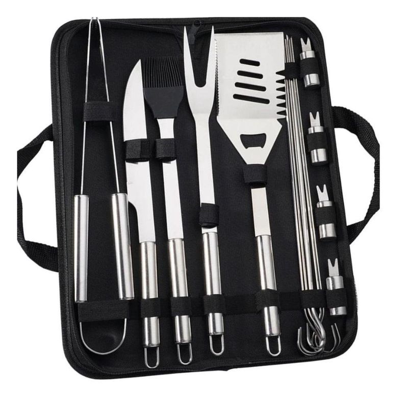 kit para churrasco 16 peças bel fix inox premium com estojo (mp)