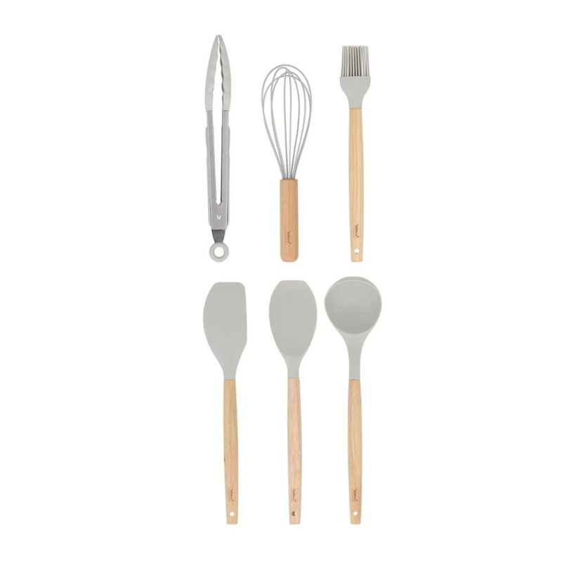 kit utensílios para cozinha 7 peças wellmix dulcet silicone cinza (mp)