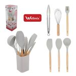 kit utensílios para cozinha 7 peças wellmix dulcet silicone cinza (mp)