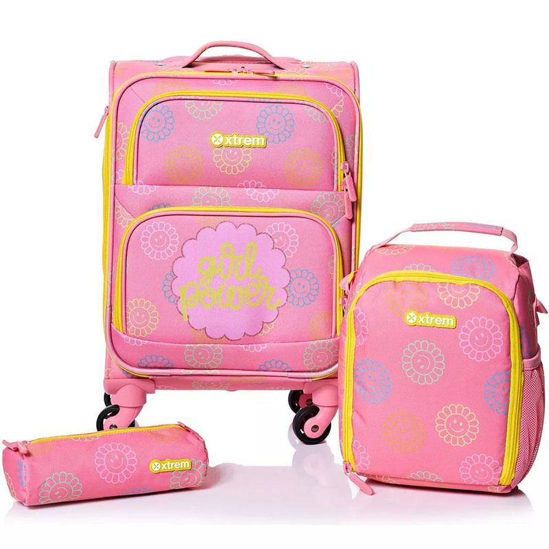 mochila samsonite 3 peças power girl rosa 47414-a129