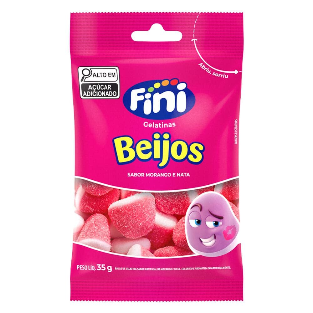 Bala Gelatina Fini Beijos Morango 35g