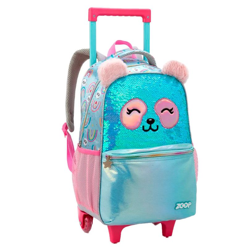 mochila de rodinha infantil seanite panda brilhante (mp)