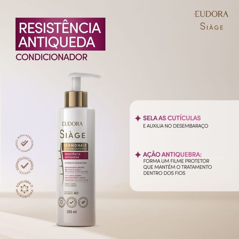 condicionador siàge eudora dermohair resistência antiqueda 280ml