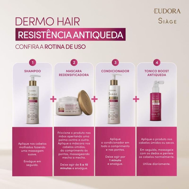 máscara capilar fortalecedora siàge eudora dermohair resistência antiqueda 250g