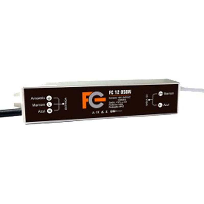 fonte fc fontes blindada 12v 5a 60w ip67 (mp)