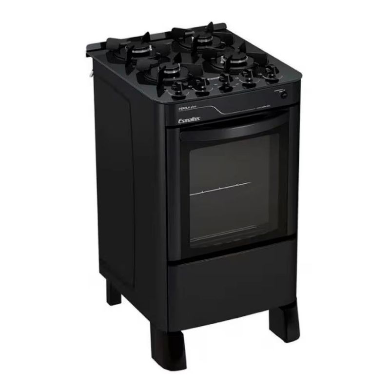 fogão 4 bocas esmaltec pérola glass 4115 preto