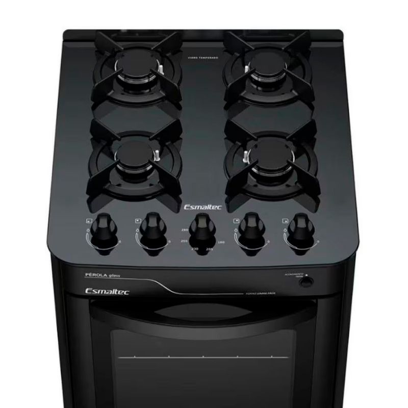 fogão 4 bocas esmaltec pérola glass 4115 preto
