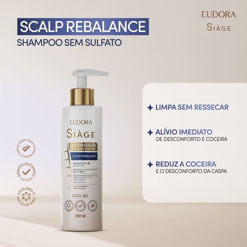 shampoo siàge eudora dermohair scalp rebalance 300ml