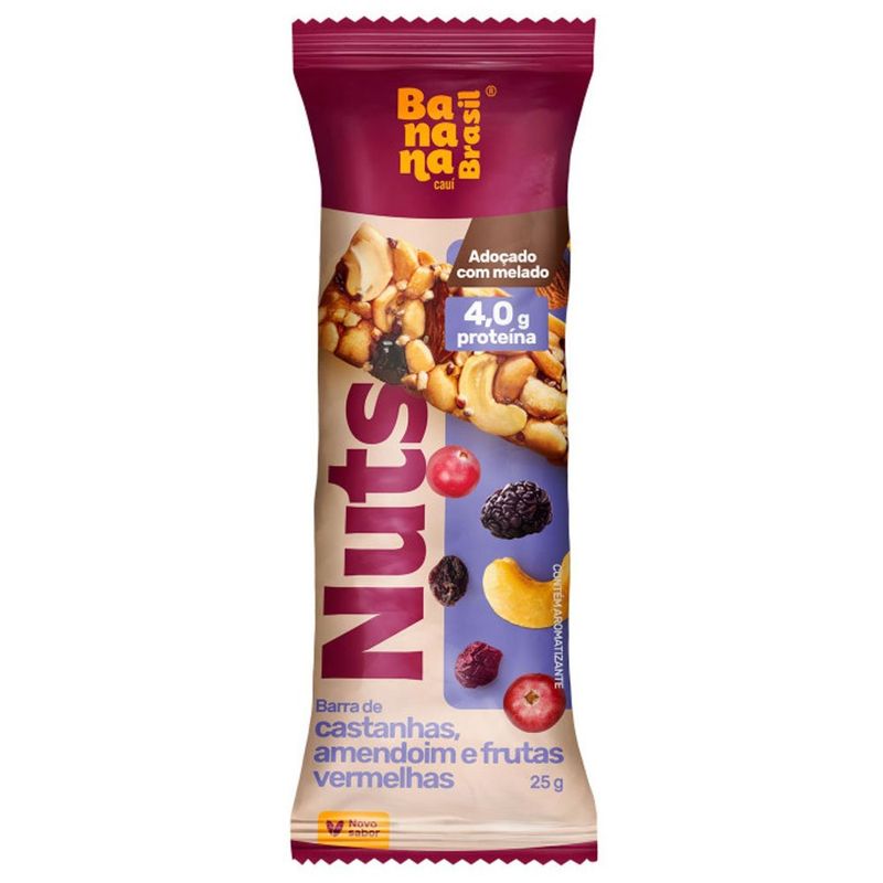 barra de cereal nuts castanhas amendoim e frutas vermelhas 25g